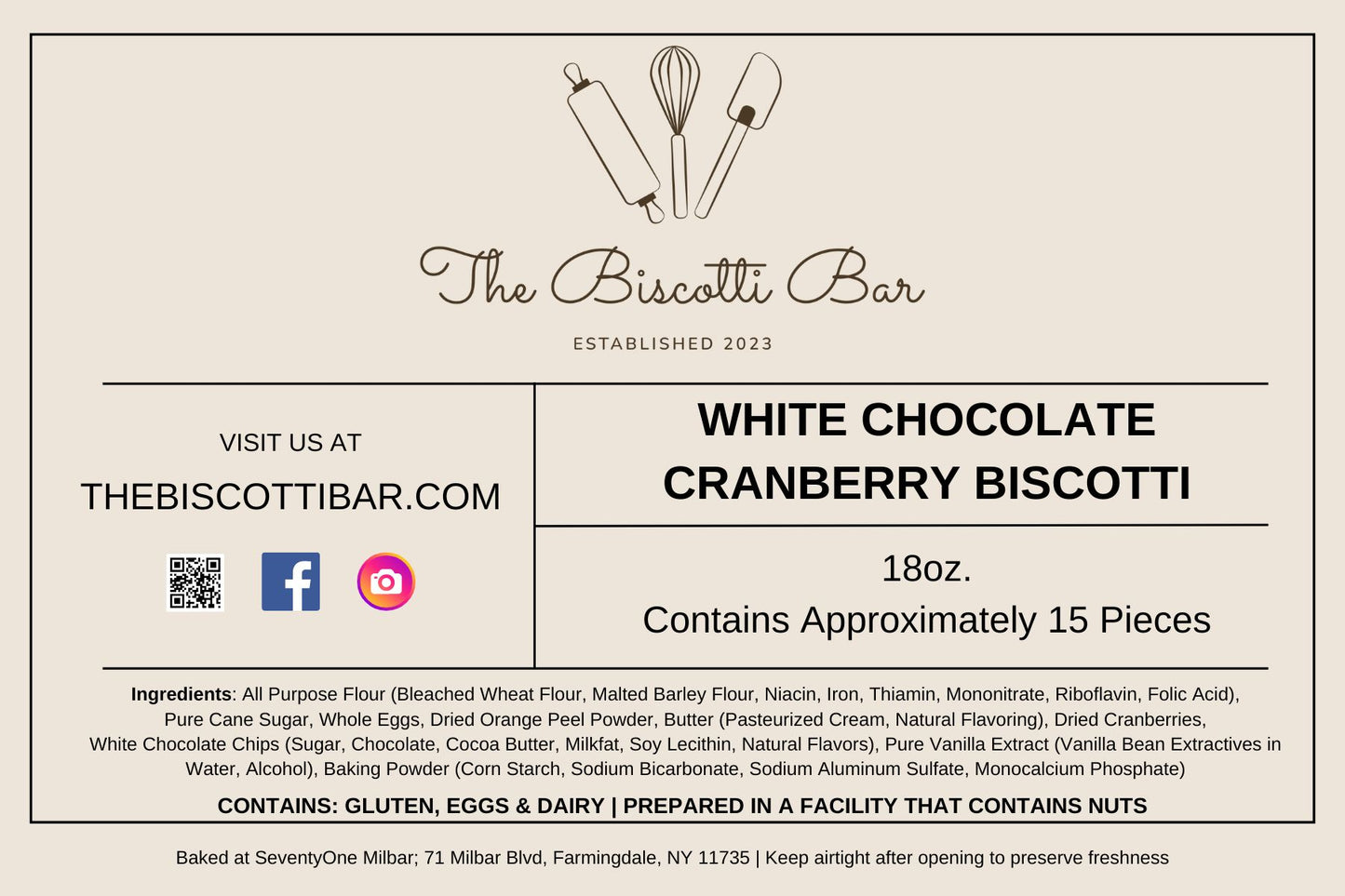 White Chocolate Cranberry Biscotti