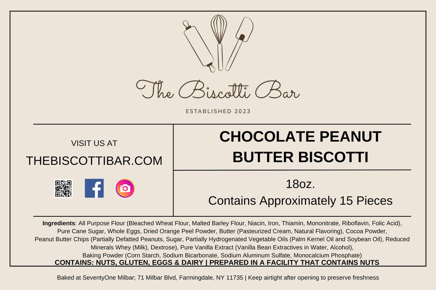 Chocolate Peanut Butter Biscotti