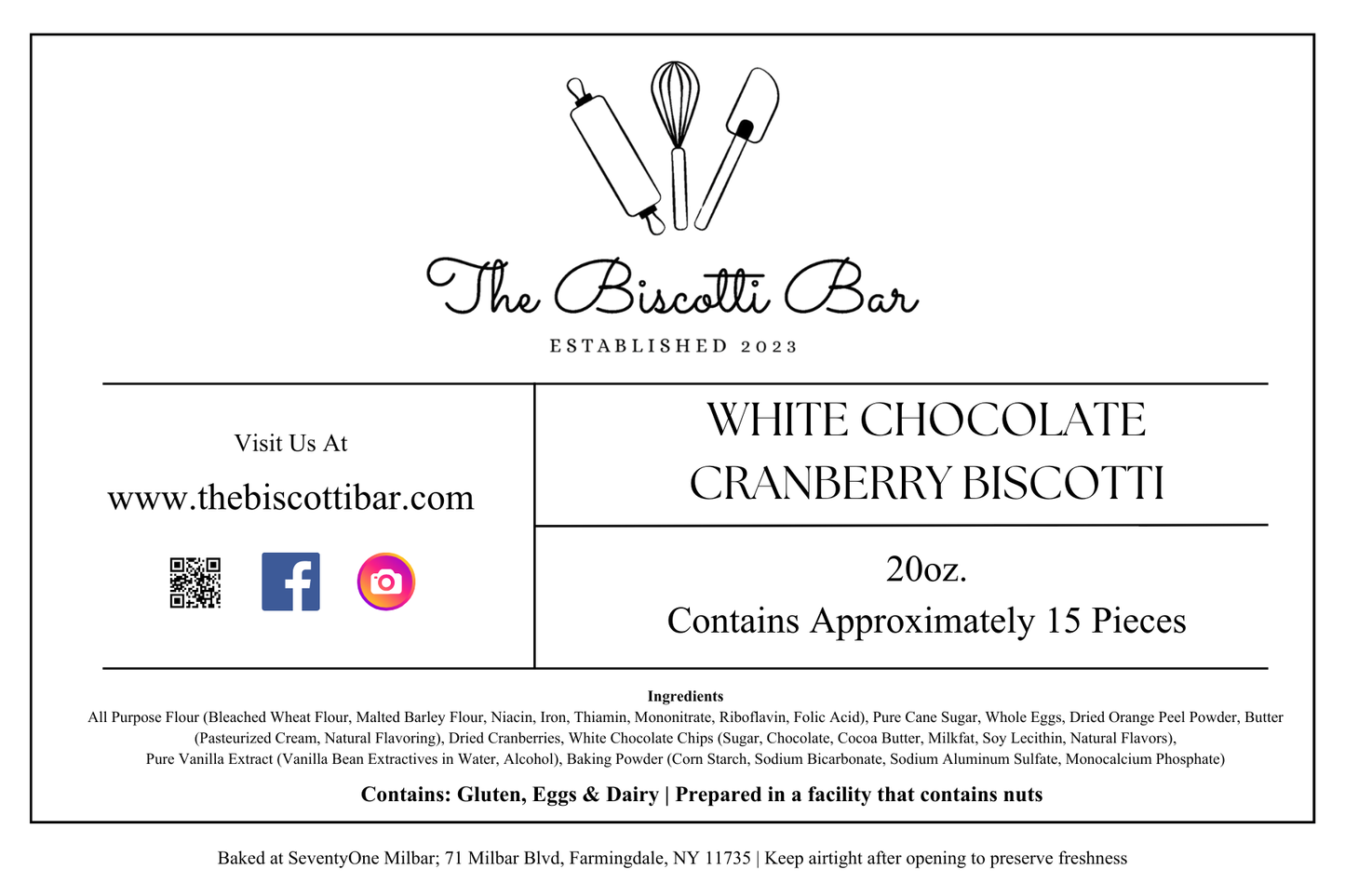 White Chocolate Cranberry Biscotti