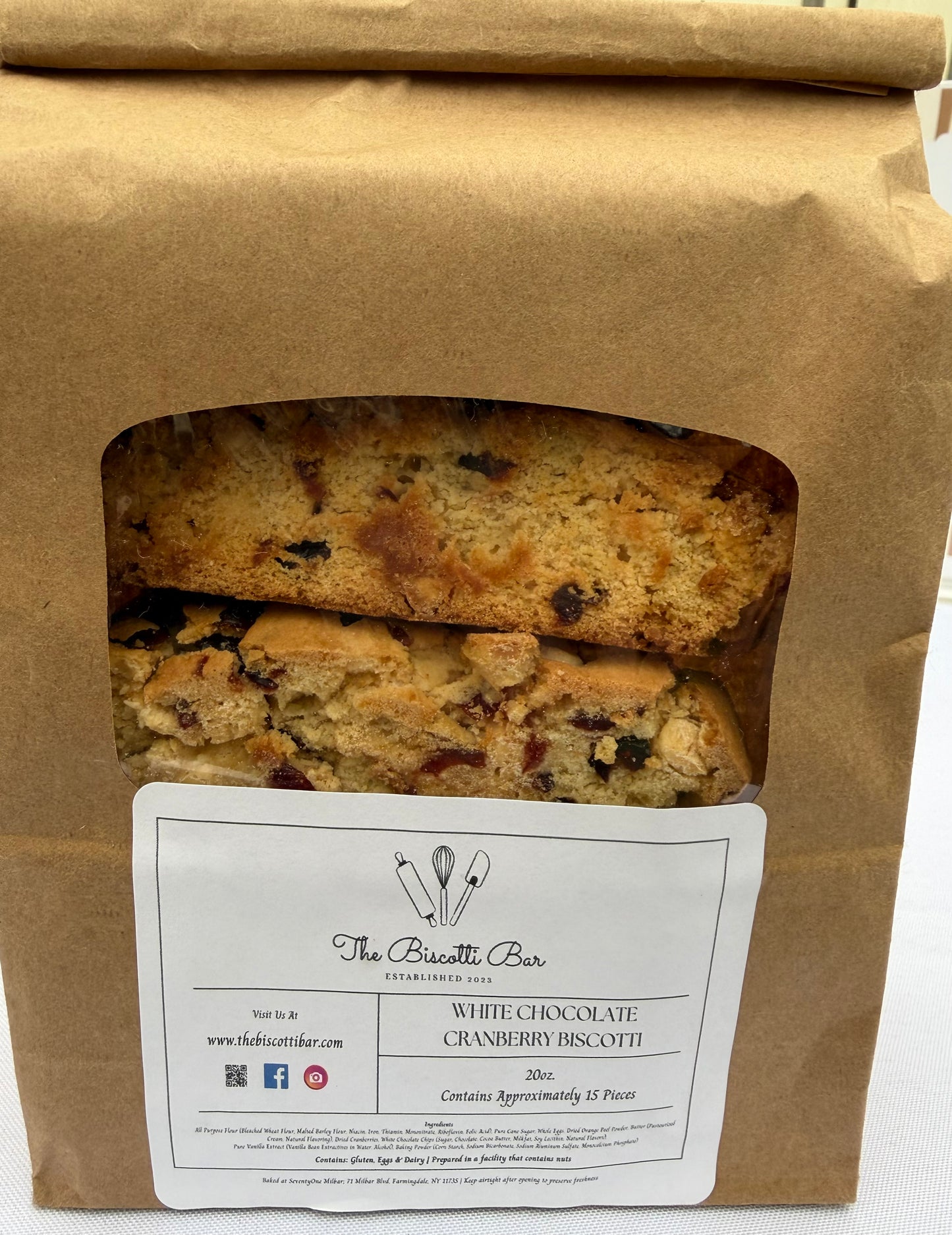 White Chocolate Cranberry Biscotti