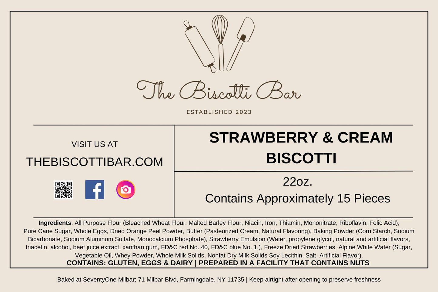 Strawberry & Cream Biscotti